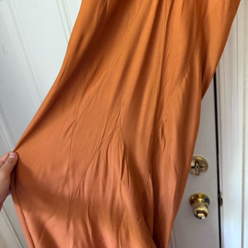 LILY ASHWELL for shabby chic rust orange v neck draped slip maxi dress - Picture 5 of 7